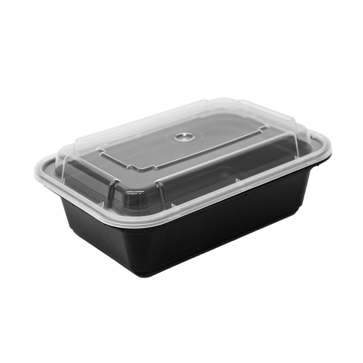 Pactiv Newspring NC-838-B 24 oz. Black 5" x 7 1/4" x 2" VERSAtainer Rectangular Microwavable Container with Lid - 150/Case